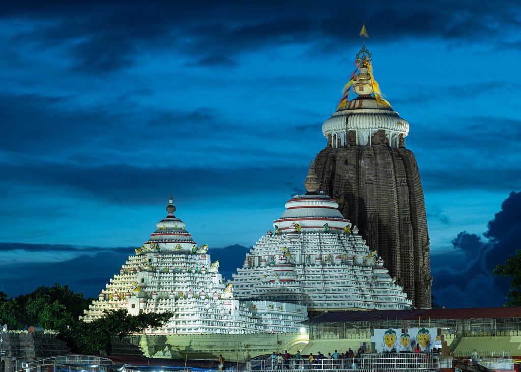 Jagannath Temple main tower with the Neela Chakra, Puri, Odisha