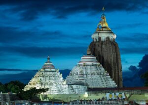 Jagannath Temple main tower with the Neela Chakra, Puri, Odisha